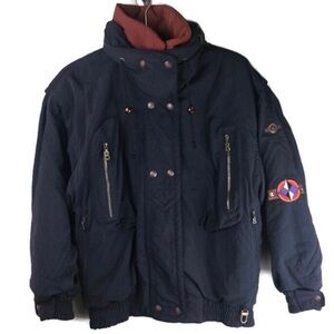 Bogner Vintage Helicopter High Tech Hooded Navy Ski Jacket Size 8